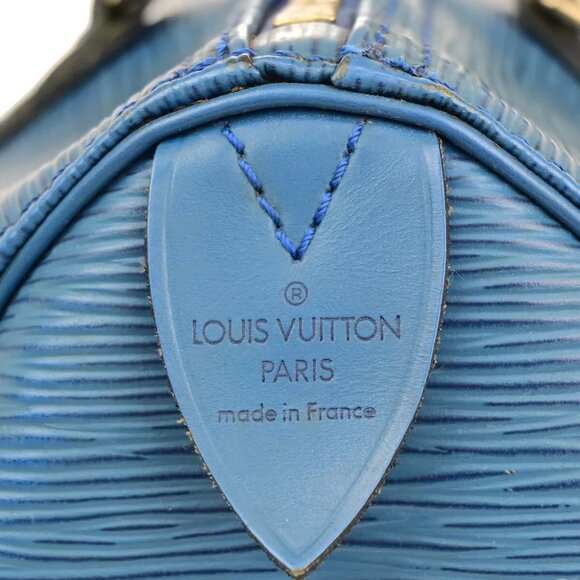 LOUIS VUITTON LV Logo Speedy 30 Travel Hand Bag Epi Leather Blue M43005 35SH811 - Picture 13 of 16